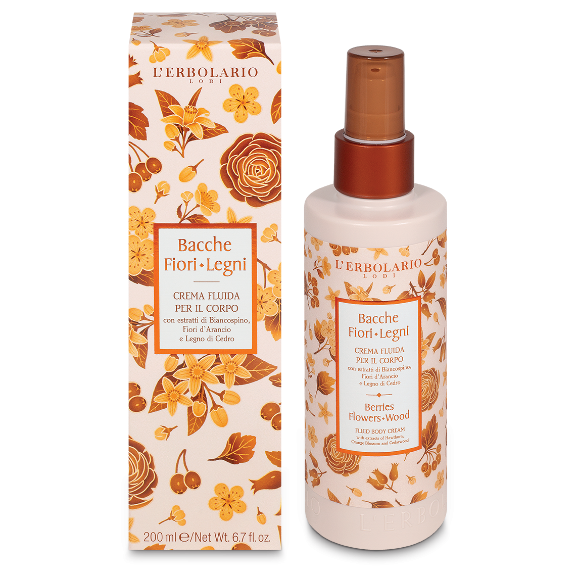 L'Erbolario Bacche Fiori Legni Crema Fluida Corpo 200ml